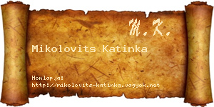 Mikolovits Katinka névjegykártya